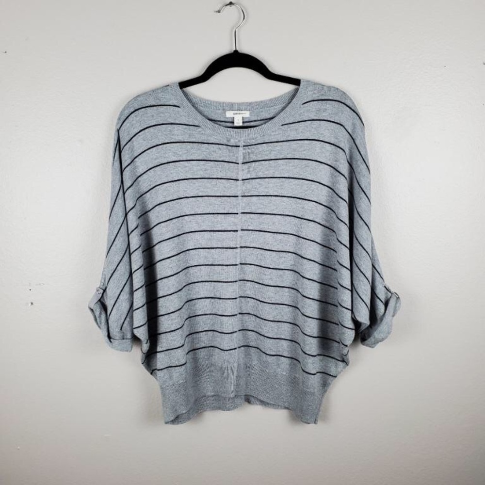 Calson Gray Sweater Black Stripes Sz S